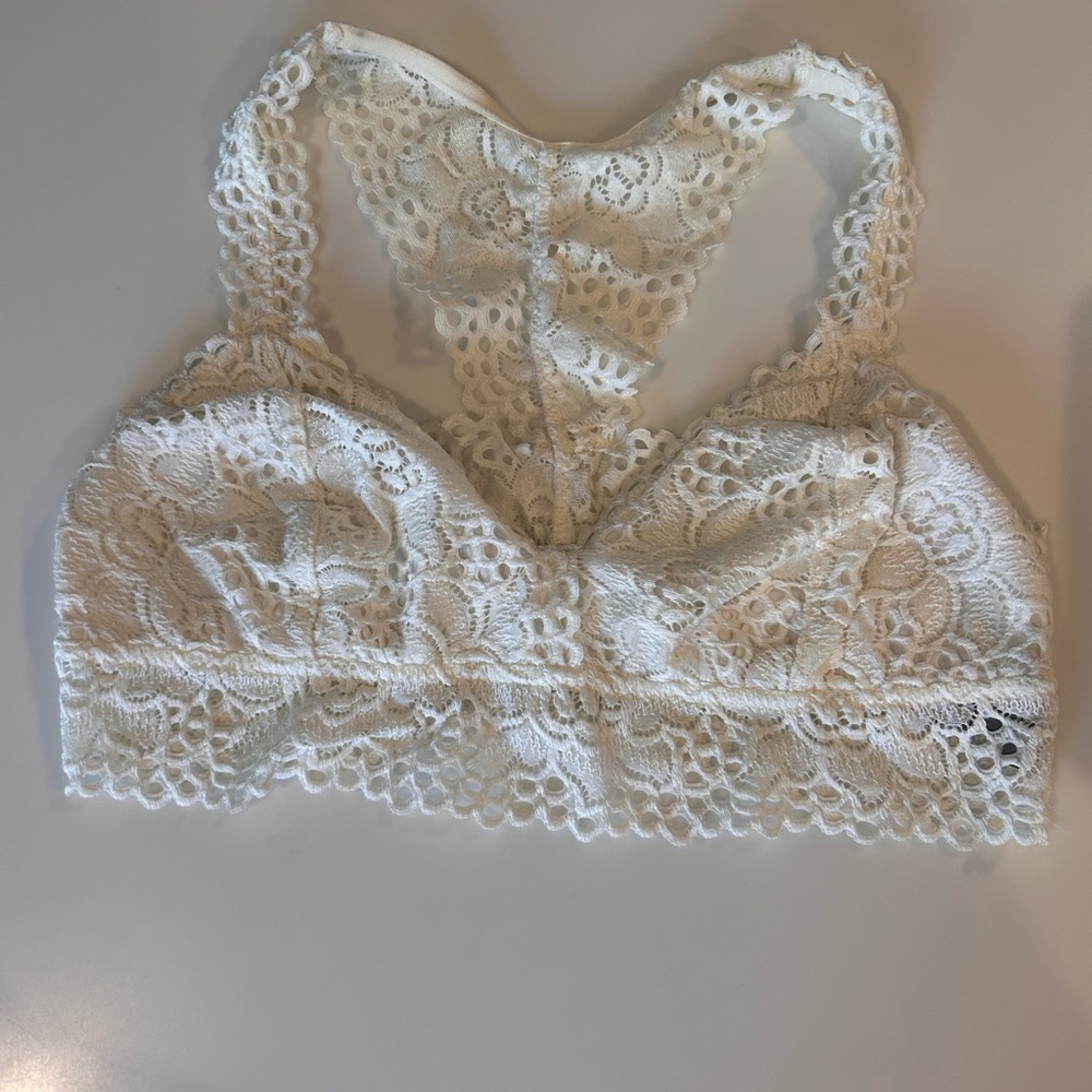 aerie White Lace Racerback Bralette